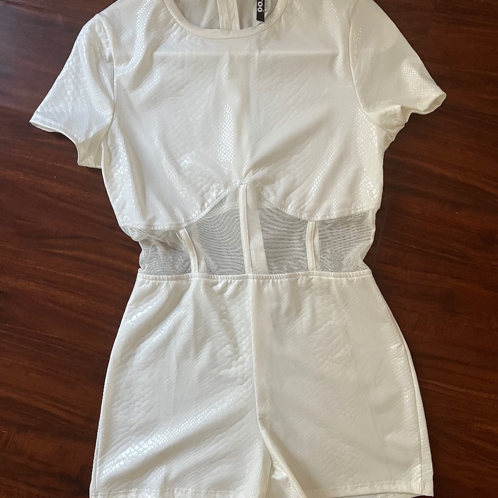 White Mesh Romper Bodysuit